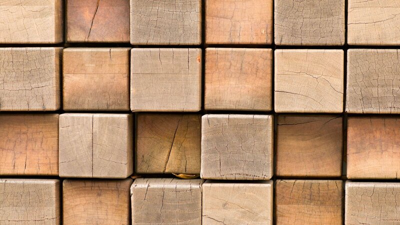 Wooden Blocks Wall — Brown, Neutral, Photograph
