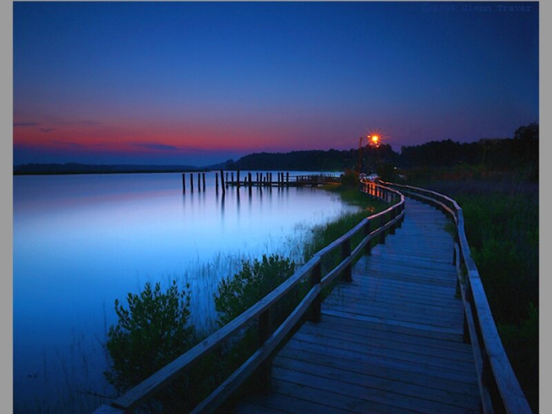 Wooden Boardwalk at Dusk