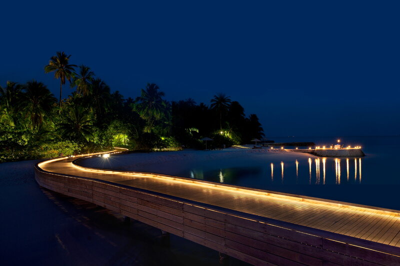 Wooden Boardwalk at Night