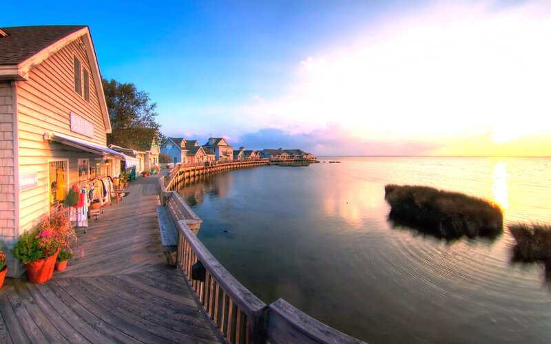 Wooden Boardwalk at Sunset — Blue