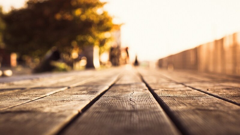 Wooden Boardwalk at Sunset — Brown, Serene