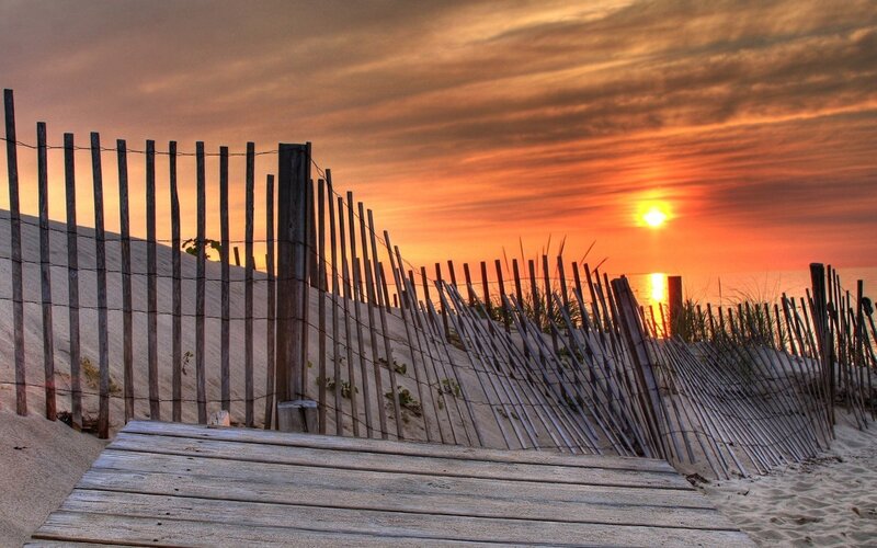 Wooden Boardwalk at Sunset — Orange