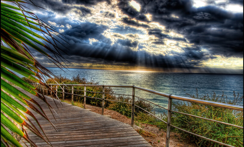 Wooden Boardwalk by Sea