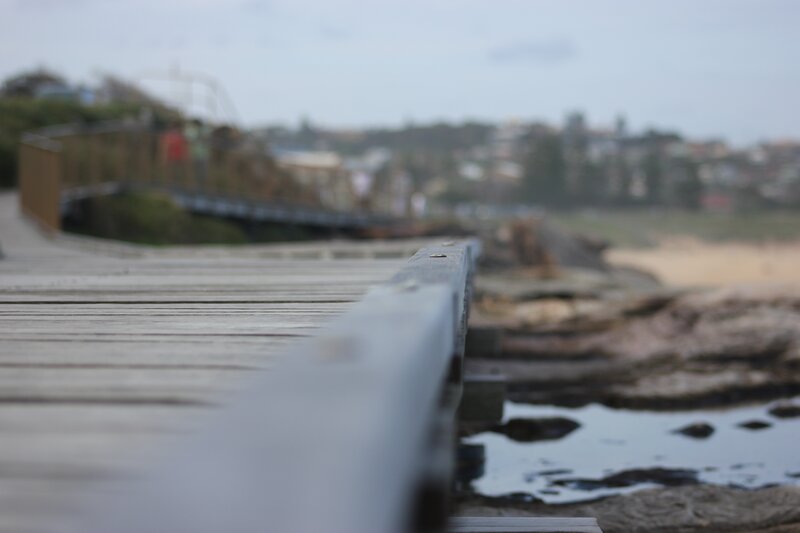 Wooden boardwalk by the shore