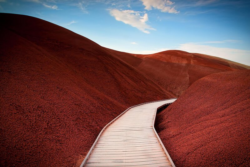 Wooden Boardwalk in Red Hills