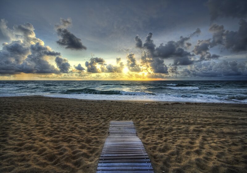 Wooden Boardwalk on Beach — Brown