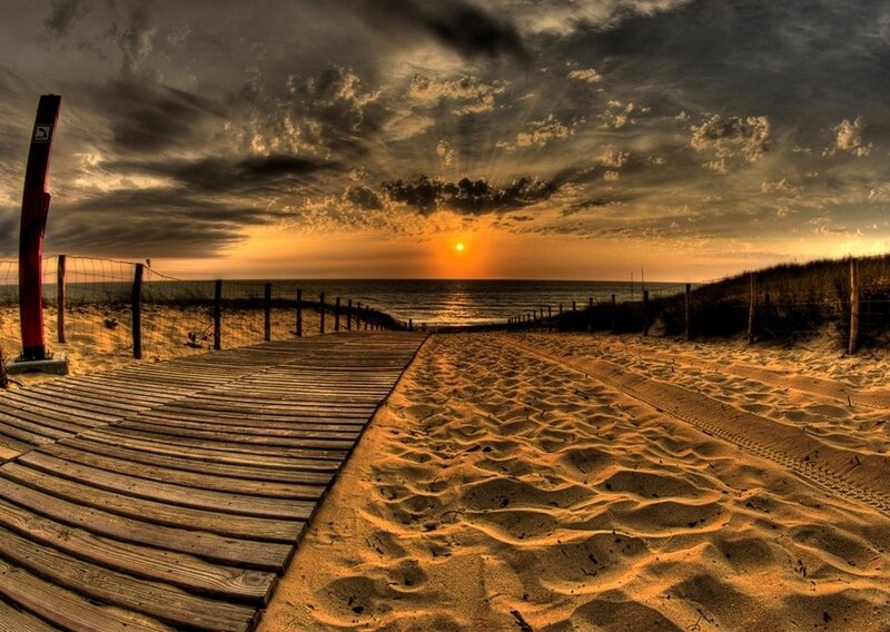 Wooden Boardwalk on Beach — Orange