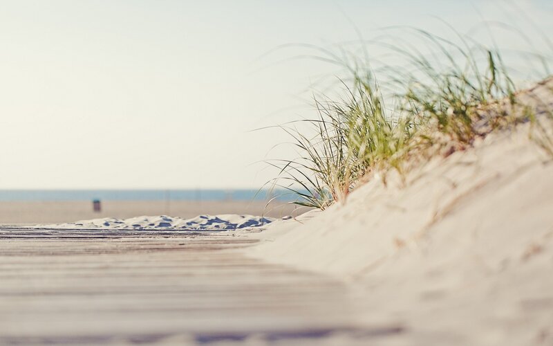 Wooden Boardwalk on Beach — White