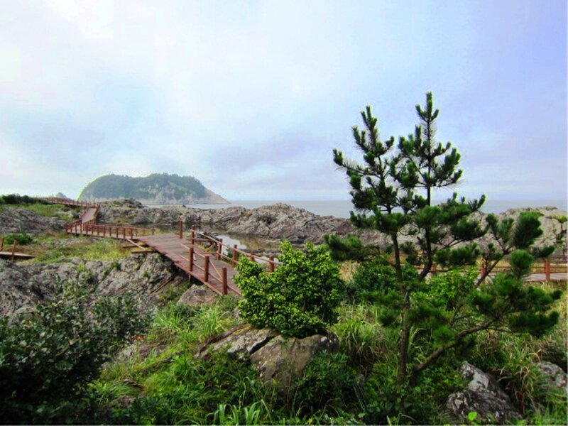 Wooden Boardwalk on Rocks