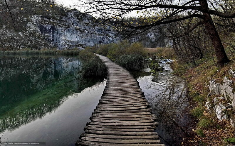 Wooden Boardwalk over Lake
