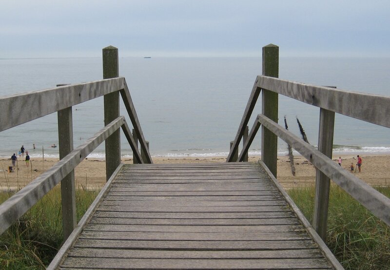 Wooden Boardwalk to Beach — Gray