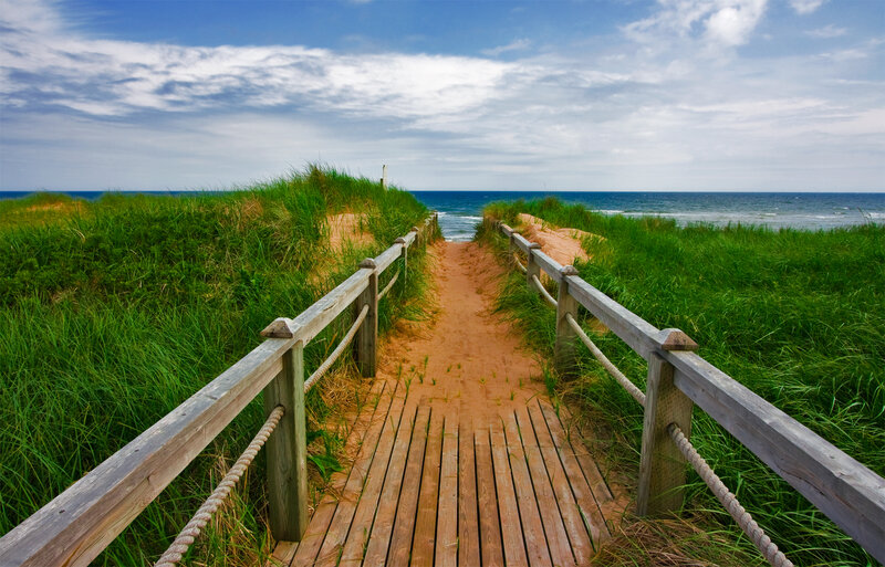 Wooden Boardwalk to Beach — Green