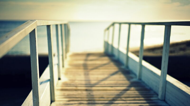 Wooden Boardwalk to Beach — White