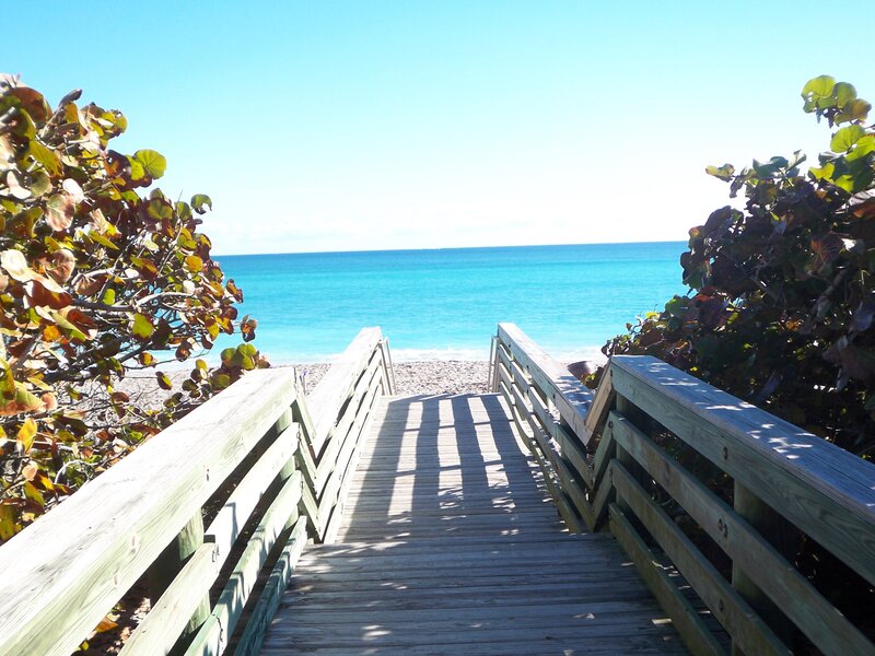 Wooden boardwalk to the beach
