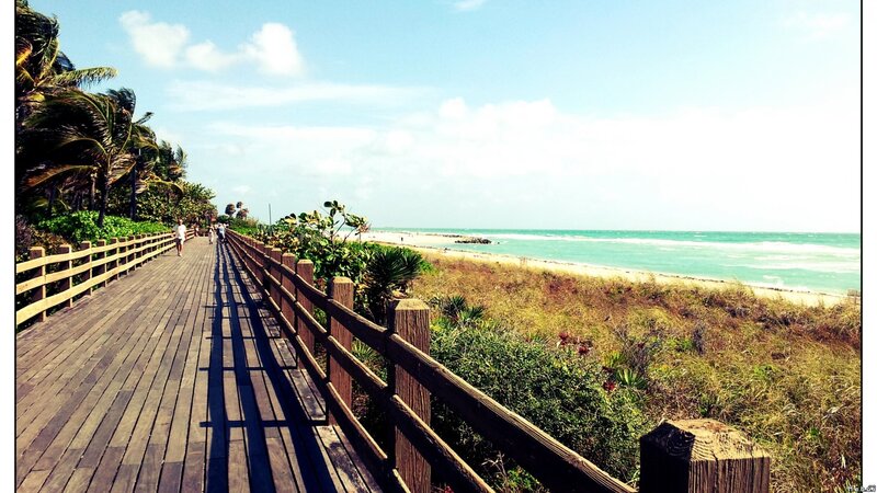 Wooden boardwalk to the beach