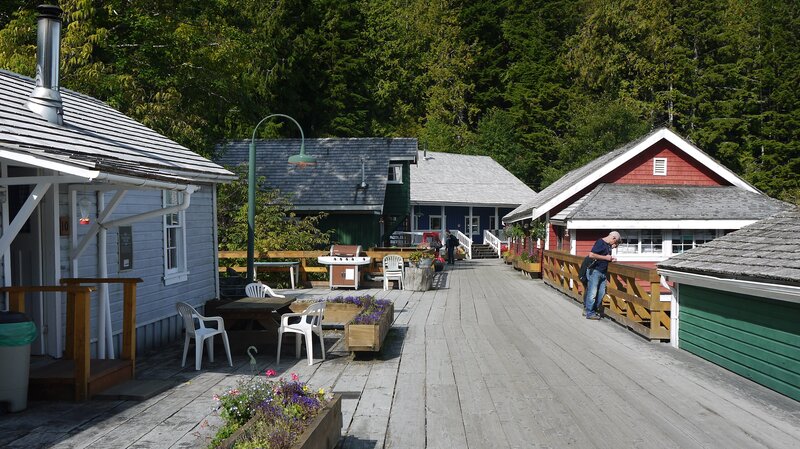 Wooden Boardwalk with Cabins