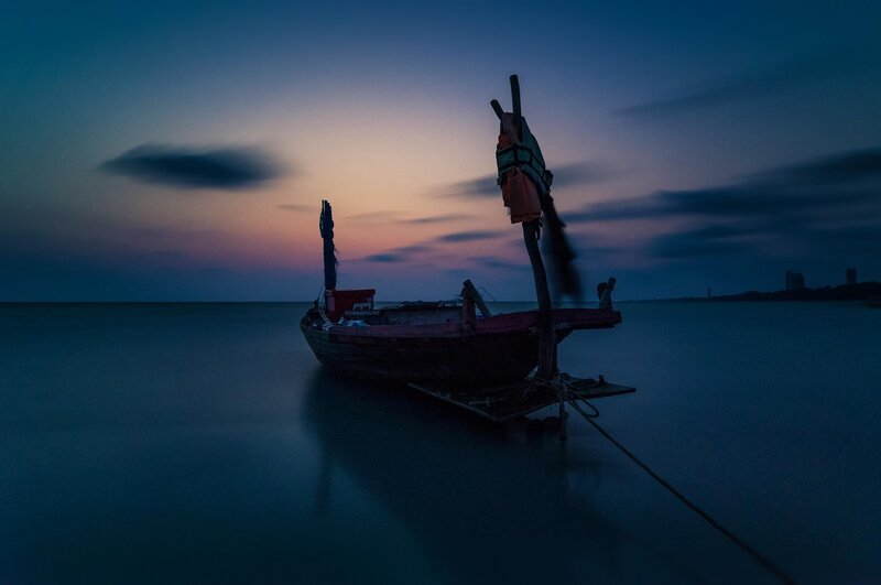 Wooden Boat at Dusk