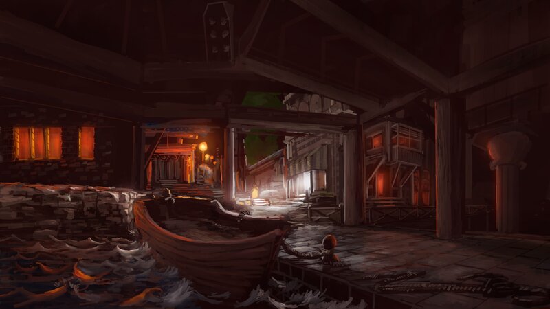 Wooden Boat in Harbor — Brown