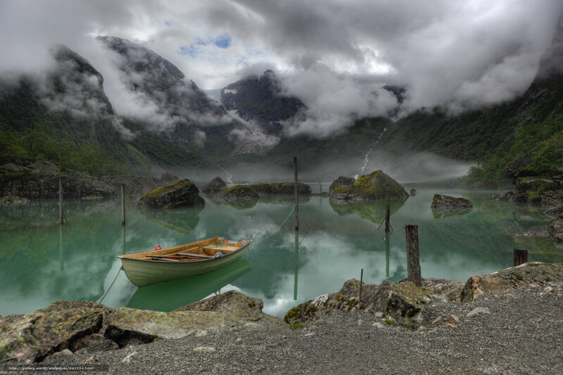 Wooden Boat in Lake