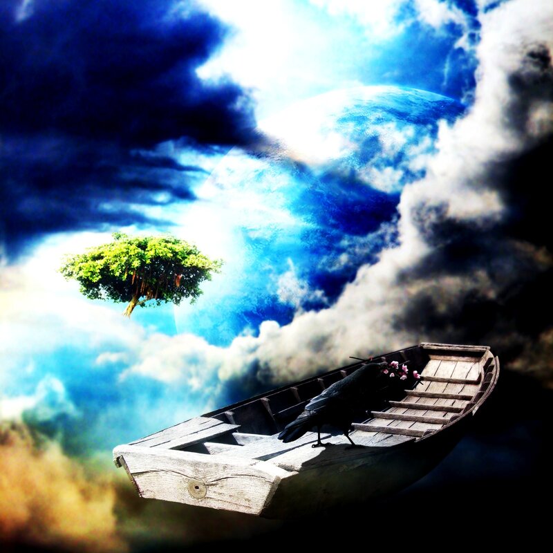 Wooden Boat in Sky