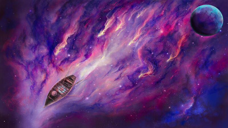 Wooden Boat in Space