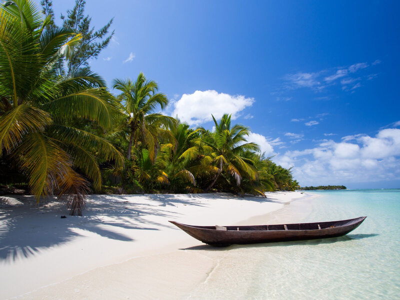 Wooden Boat on Beach — Blue, Serene, Afternoon, Photograph