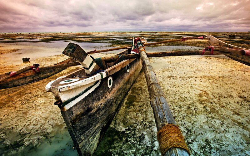 Wooden Boat on Beach — Brown