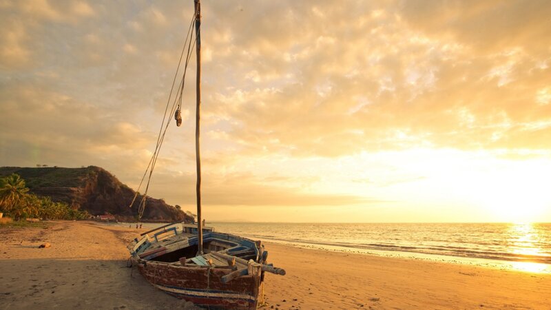 Wooden Boat on Beach — Gold, Serene