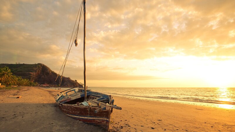 Wooden Boat on Beach — Gold