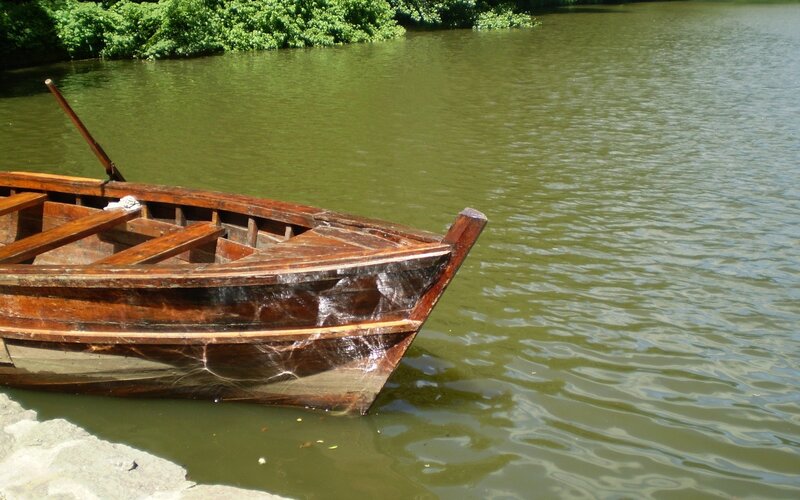 wooden boat on calm water