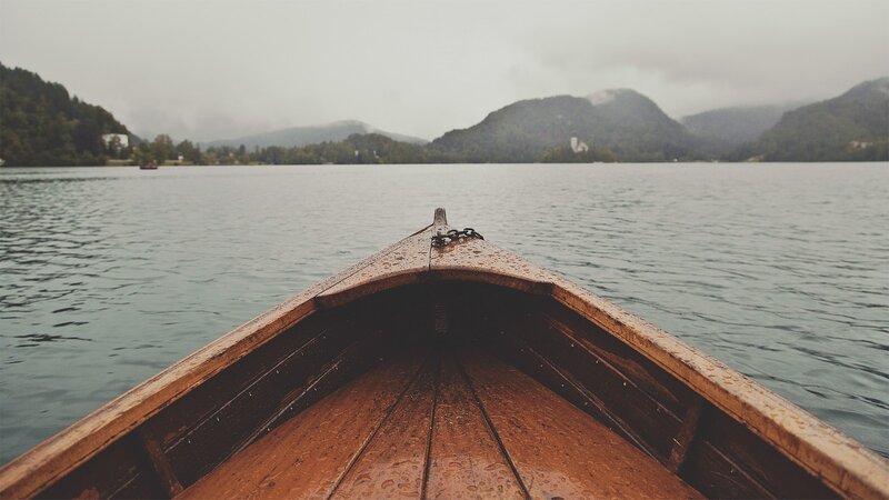 Wooden Boat on Lake — Brown, Serene, Morning