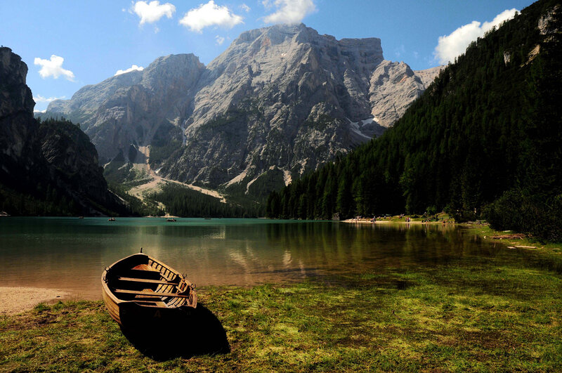 Wooden Boat on Lake Shore