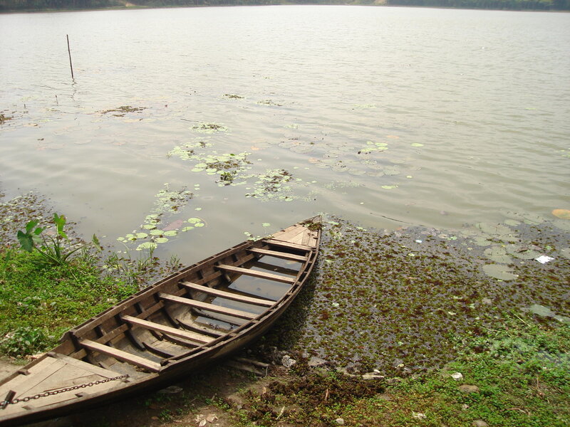 Wooden Boat on Riverbank