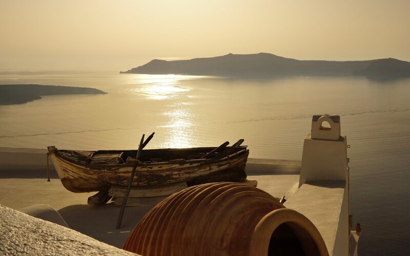 Wooden Boat on Rooftop