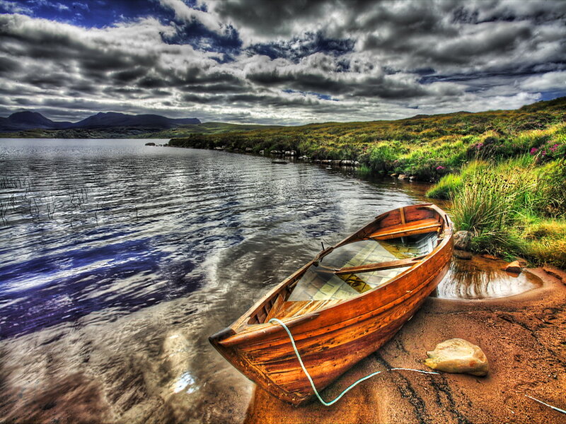 Wooden Boat on Shore — Brown