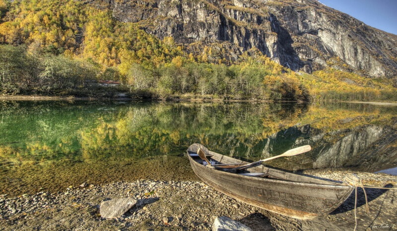 Wooden Boat on Shore — Green