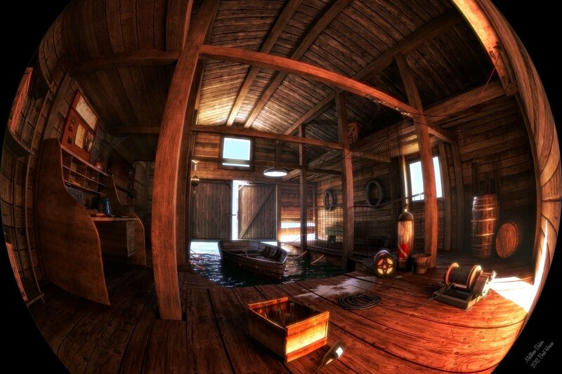 wooden boat shed interior