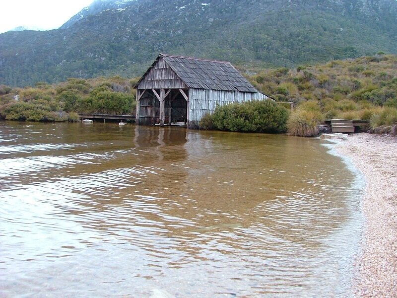 Wooden Boathouse on Lake — Brown