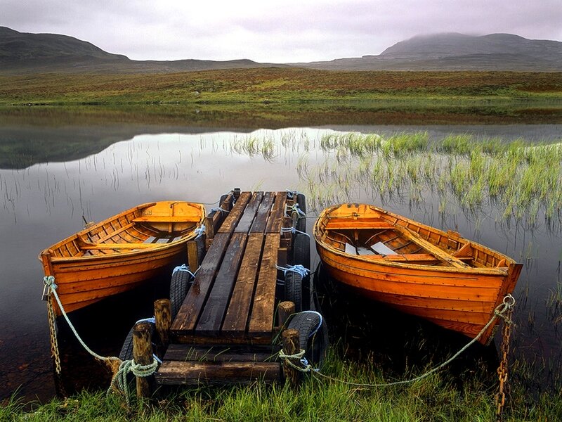 Wooden Boats at Dock — Brown