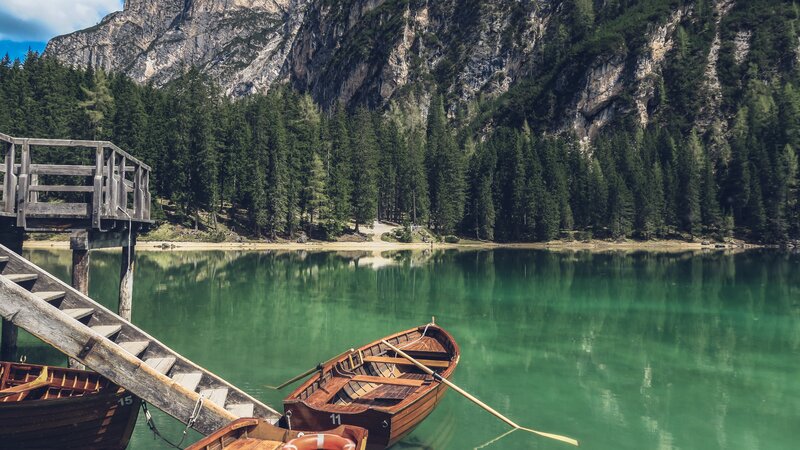 Wooden Boats at Lake Shore