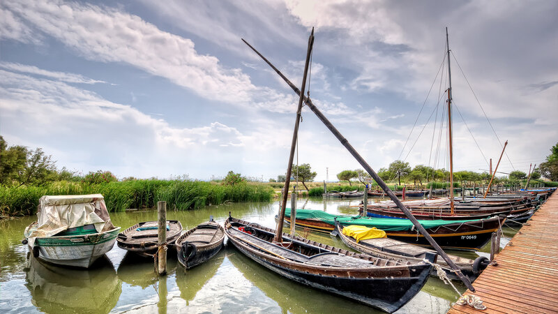 Wooden Boats in Harbor — Green