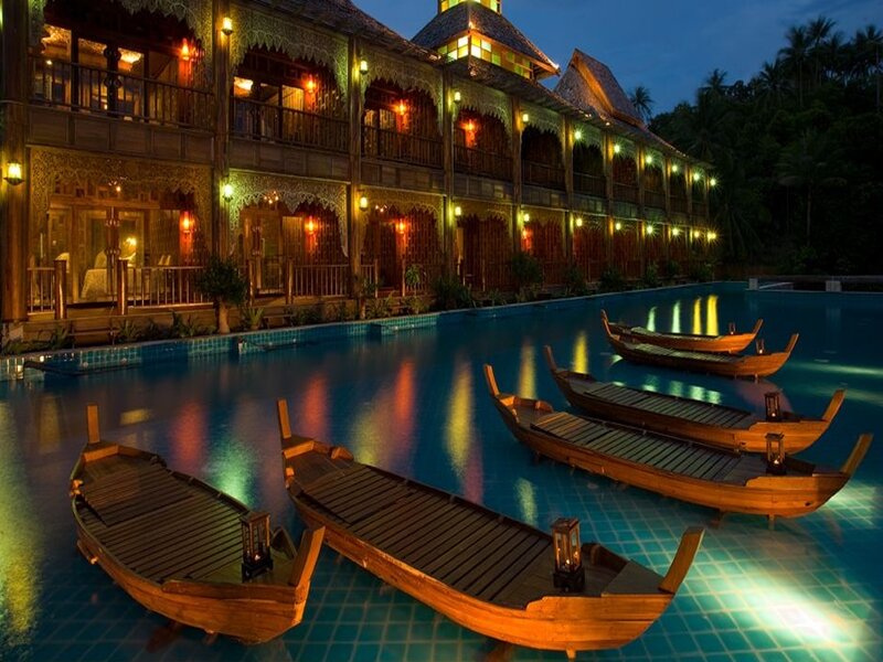 Wooden Boats in Pool