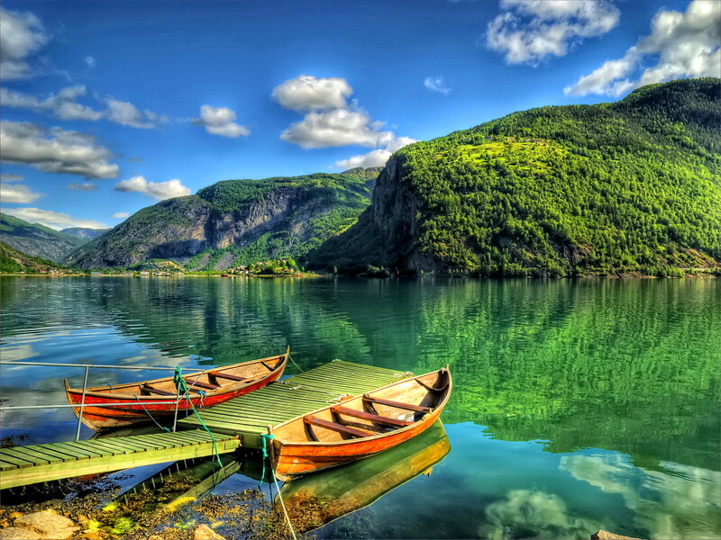 Wooden Boats on Fjord