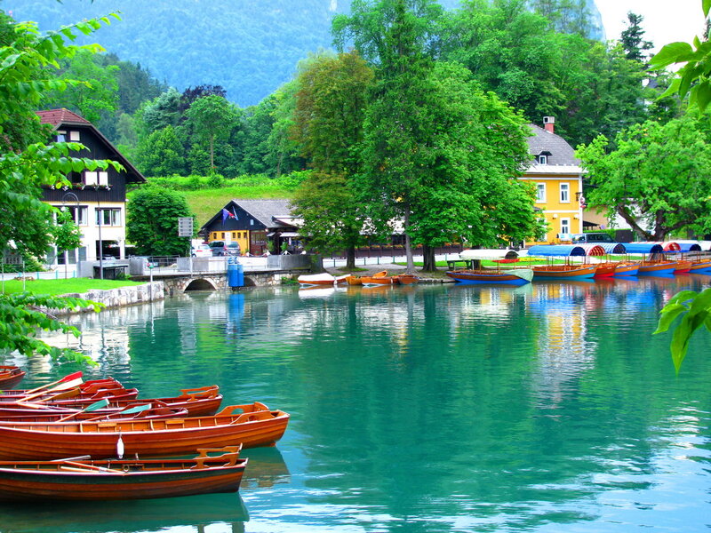 Wooden Boats on Lake — Green, Serene, Summer