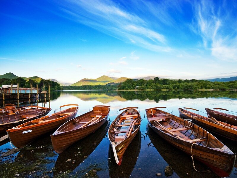 Wooden Boats on Lake
