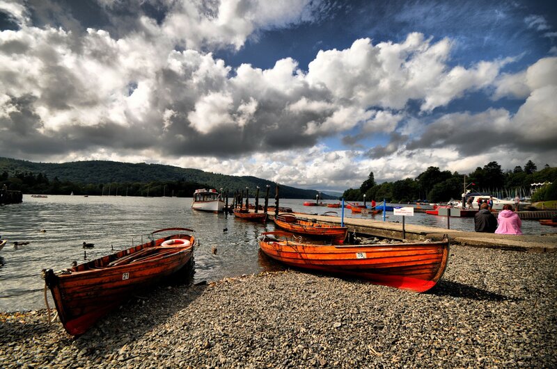 Wooden Boats on Shore — Orange