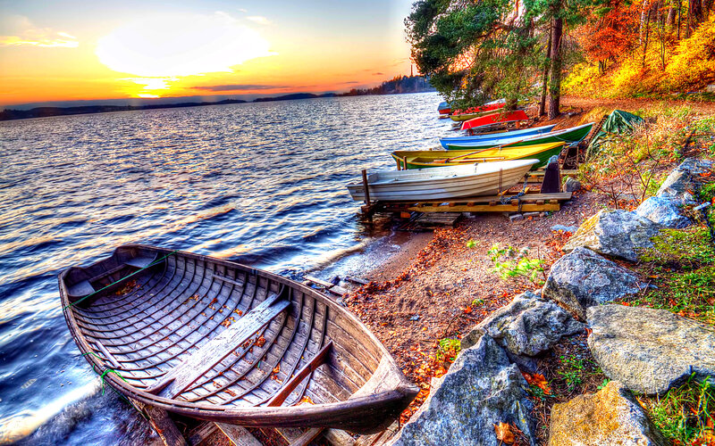 Wooden Boats on Shore