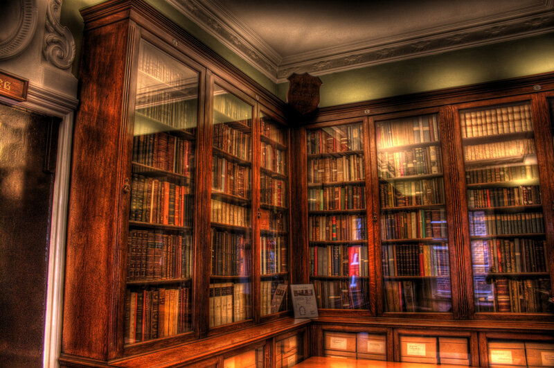 Wooden Bookcase with Books