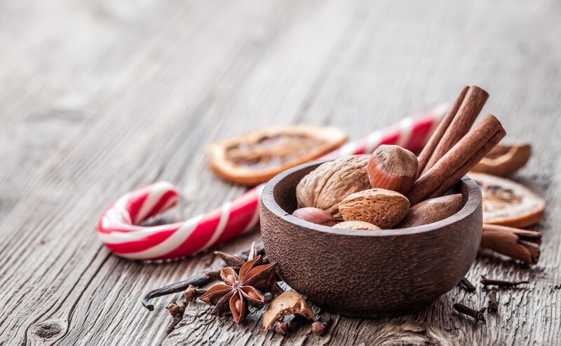 Wooden Bowl with Spices — Brown