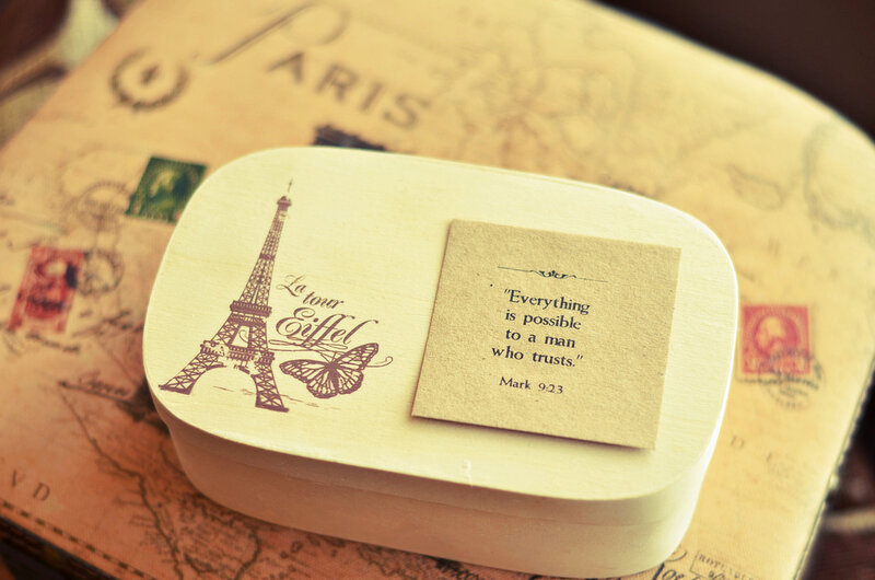 Wooden Box with Eiffel Tower
